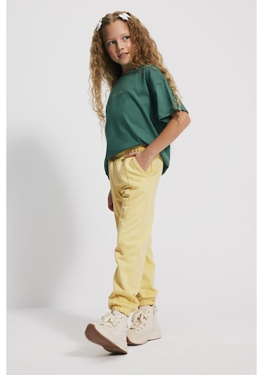 Kids Girl Ön Dikişli Loose Fit Sarı Jogger Sarı
