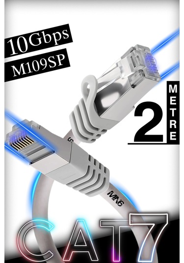 Mn6 M109sp Cat7 Kablo 2 Metre/10 Gbps'e Kadar-örgülü Ve Folyo Ekranlama/2 Metre Cat7 Ethernet Kablosu 2 Metre