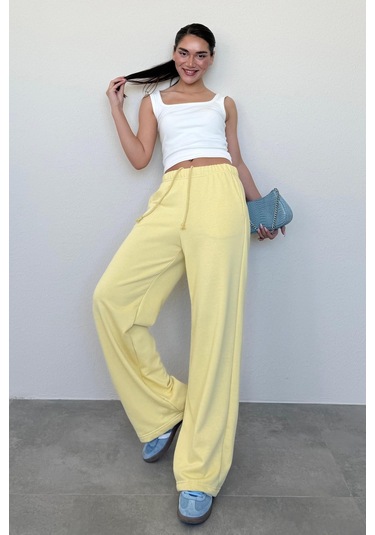 Madmext Sarı Bol Paça Kadın Eşofman Altı Mg2279 Sarı