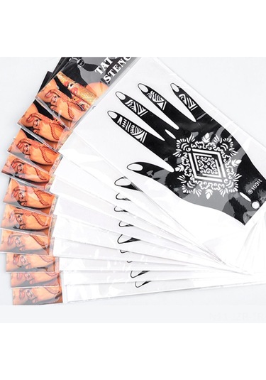 Geeroyoo El Tatu Stensili S102 - Pvc Malzeme, Tekrarlı Kullanım, Sağ-sol El Desenleri, Kol-bacak-gövde Uygulaması, Dıy Tatu Tasarımı