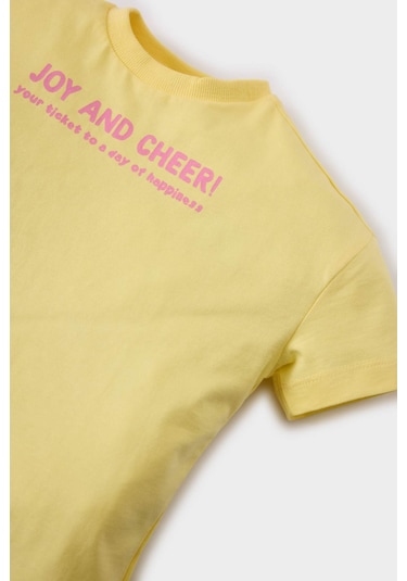 Defacto Kız Bebek Bisiklet Yaka Baskılı Kısa Kollu Tişört E0698a525smyl118 Sarı Defacto Kız Bebek Bisiklet Yaka Baskılı Kısa Kollu Tişört E0698a525smyl118 Sarı