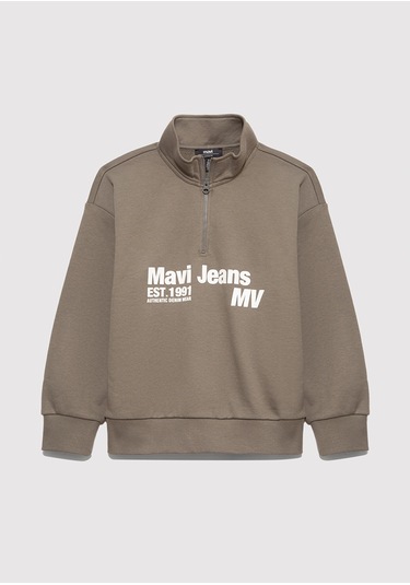 Mavi - Yarı Fermuarlı Haki Sweatshirt 6s10142-86961 Yeşil
