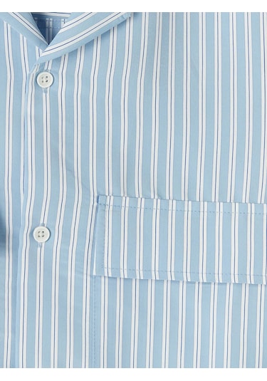 Lc Waikiki Mavi Loose Fit Çizgili Erkek Gömlek