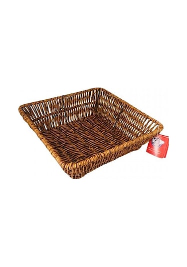 Hasır Kare Sepet Rattan Ekmek Sepeti - Meyve Sepeti 22cm X 7cm Hasır