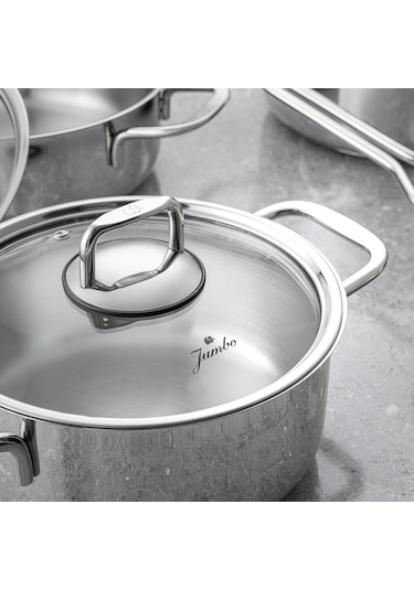 Jumbo Web New Lyon 7 Parça Çelik Tencere Seti Gümüş