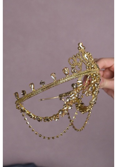 FdayAksesuar En Güzel Gelinlere Özel Hürrem Saçaklı Alınlık Gelin Kına Tacı FRDY31626