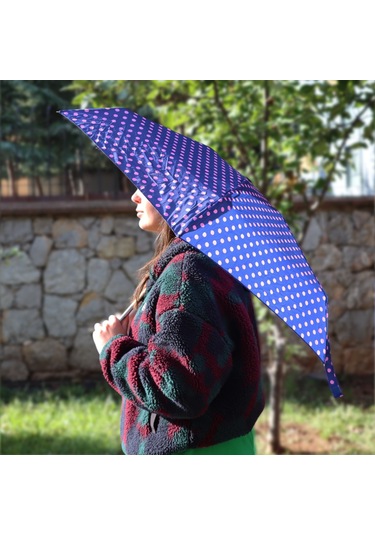 Biggdesign Moods Up Pembe Puantiyeli Lacivert Manuel Mini Şemsiye - Rüzgara Dayanıklı, Hafif, Renkli Tasarım Çok Renkli