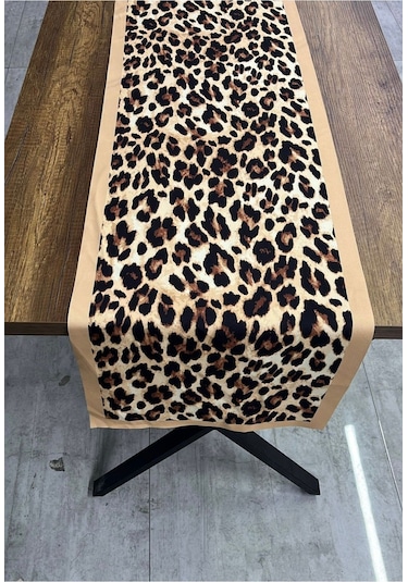 Leopar Desen Şeritli Runner 40 X 140 Renkli