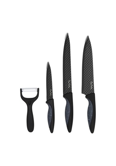 Pierre Cardin Pluto Çelik - Krom 4 Parça Bıçak Seti Siyah