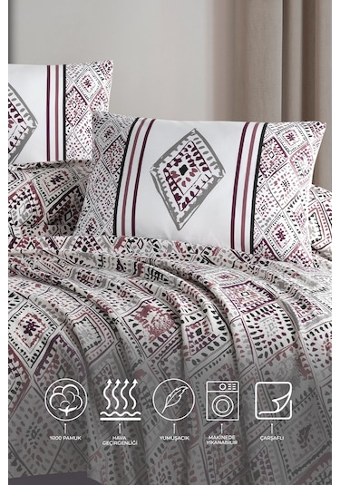 Elart Twill Çift Kişilik Pike Takımı 200x220 Cm Mürdüm MÜRDÜM