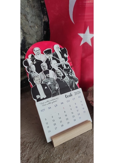 2026 Atatürk Takvimi Ahşap Ayaklı Atatürk Temalı Özel Tasarım Takvim, Atatürk 2026 Takvim