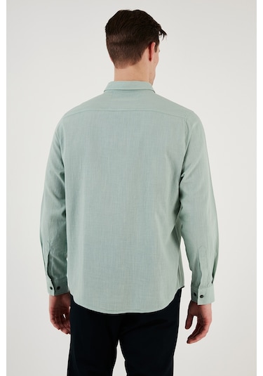 Buratti Pamuklu Regular Fit Düğmeli Yaka Erkek Gömlek Cf20S111871 Elma Yeşili