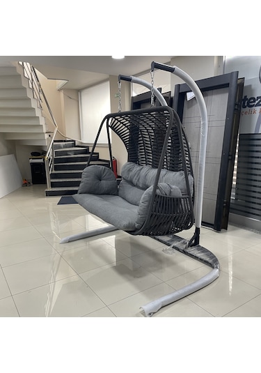 Çift Kişilik Gri Renk Salıncak Antrasit