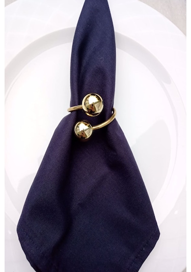 Parlak Gold Boncuklu 12 Adet Gold Metal Halkalı Peçete Yüzüğü