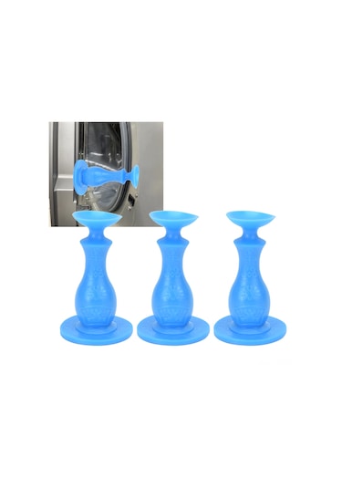 Tenfowee 3'lü Paket: Kauçuk Çamaşır Makinesi Kapı Açıcı - Hava Döngüsü Sağlar, Nem Ve Koku Engeller - Çok Amaçlı Kullanım Kapı, Telefon, Duvar Koruması - Mavi Mavi