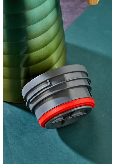 Cooker Ckr2097 2 L Çift Katmanlı Paslanmaz Çelik Termos Bambu Saplı - 12 Saat Sıcak 24 Saat Soğuk Piknik, Ofis, Otel, Kafe, Okul Sarı-turkuaz