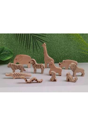 Safari Ahşap Oyuncak Seti 11 Parça