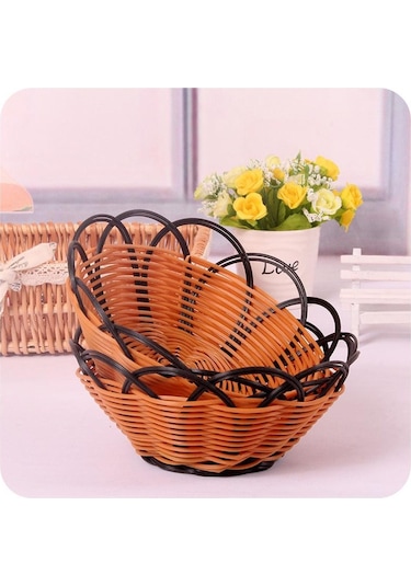 2 Adet El Yapımı Sepet Meyve Aperatifler Tabak Ekmek El Örgüsü Durumda Basit Piknik Saklama Kutusu Ev Diğer
