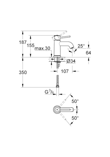Grohe Bauclassic Tek Kollu Lavabo Bataryası 23162000