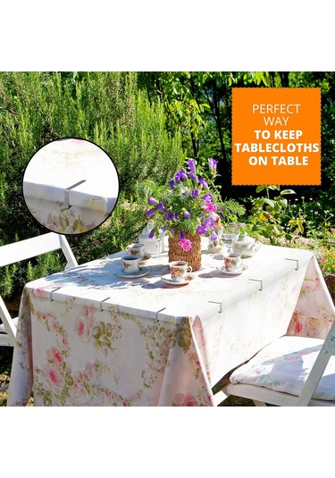 Lemestar 12 Adet Paslanmaz Çelik Masa Örtüsü Klembi - Dış Mekan Piknik İçin Dayanıklı Rüzgar Tutan Tutucular 2.95x1.77x0.47 İnç Gümüş