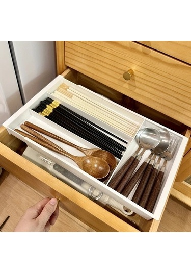 Trendooze Gaojunshop01 Beyaz 1 Adet Çekmeceli Genişletilebilir Organizatör Mutfak Kozmetik Kutusu Beyaz