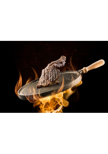 36 CM Çift Taraflı Granit Döküm Gözleme Bazlama Izgara Gril Tava