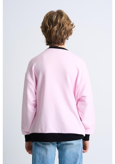 Alexandergardi Alexandergardı Baskılı Bisiklet Yaka Çocuk Sweatshirt Pembe