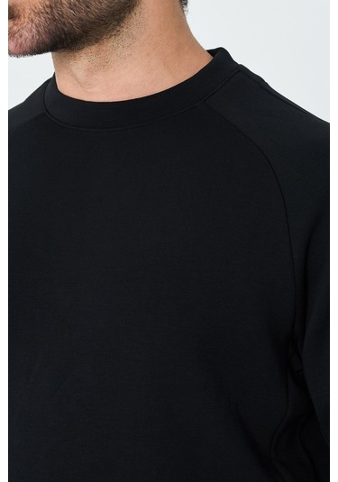 White Stone Siyah Pamuklu Erkek Basic Sweatshirt