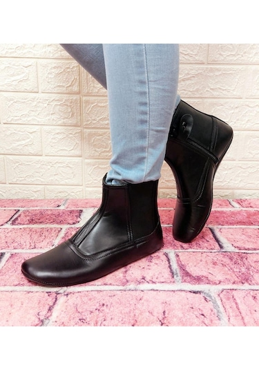 Fiyra Mest GRD Kalın Hakiki Deri Fermuarlı Lastikli İçi Miflonlu AYKMST-00000005