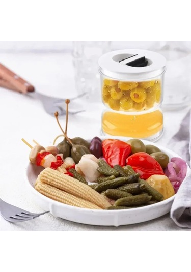 Geeksen "pratik Saklama Kavanozu - Hava Geçirmez Kapaklı, Islak-kuru Ayırma Özellikli" Şeffaf