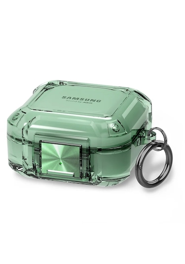 Samsung Galaxy Buds Live - Galaxy Buds Fe Uyumlu Transparan Tank Kılıf +kanca 1.kalite Açık Yeşil