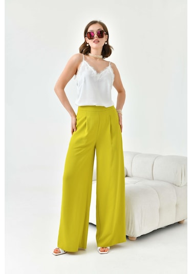 Ftz Women Kadın Lastikli Pantolon Asit 30756-Asit Yeşil