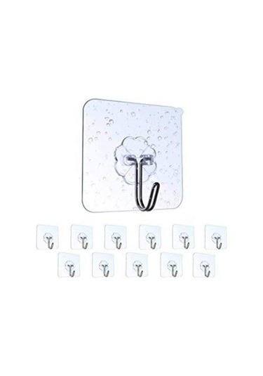 Berev Askı Askılık 5 Adet Güçlü Şeffaf Duvar Askısı Askılığı Yapışkan Vantuz Kanca Mutfak Banyo Aksesuar Şeffaf