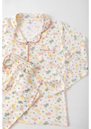 Uzun Kol Gömlek Yaka Kadın Pinterest Pijama Takımı - Mevsimlik Kadın Pijama- Geniş Beden Aralığı Karışık