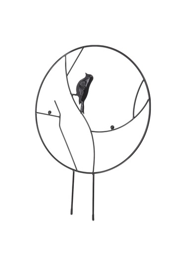 Fosenze Kuş Şekilli Demir Bahçe Trelli, Bitki Tutanaklı Dayanak, Rüzgar Korumalı Bahçe Dekorasyonu, Siyah, 30x40cm