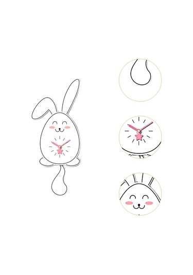 Homyl Tavşan Sarkaçlı Duvar Saati Sessiz Saat Akrilik Askılı Stil A