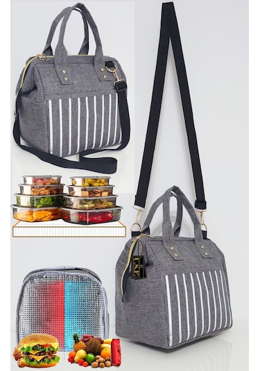 Anne Bebek Askılı Taşıma Çantası Isı Yalıtımlı Termal Yemek, Mama, Beslenme, Gıda Çantası Gri