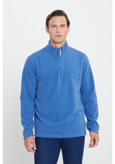 AC&Co / Altınyıldız Classics Anti-Pilling Tüylenme Yapmayan Bato Yaka Erkek Polar Sweatshirt Indigo İndigo