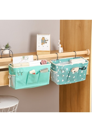 Hangfox Üniversite Yatak Odası Kumaş Saklama Çanta, Büyük Kapasite, Yatak Kenarı Asılı, Dormitory Dekor, Çeşitli Eşyaları Saklama, Dayanıklı Malzeme, Beyaz Büyük Boy