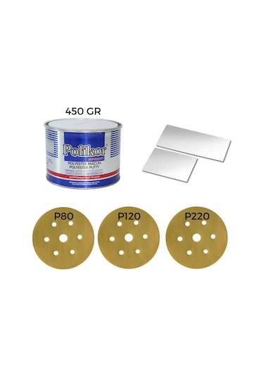 POLİKOR SÜPERSOFT POLYESTER ÇELİK MACUNU 450 GR UYGULAMA SETİ