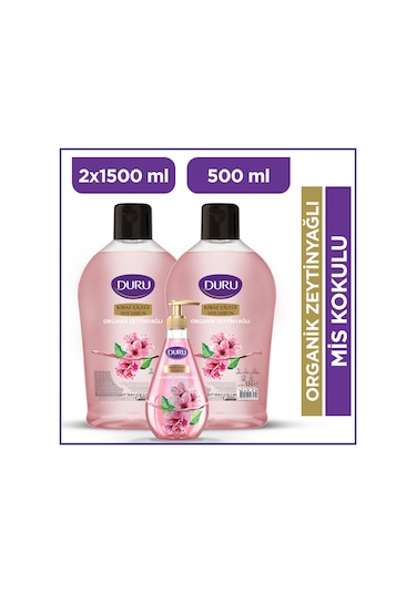 Duru Organik Zeytinyağlı Kiraz Çiçeği Sıvı Sabun 2 x 1500 ML + 500 ML