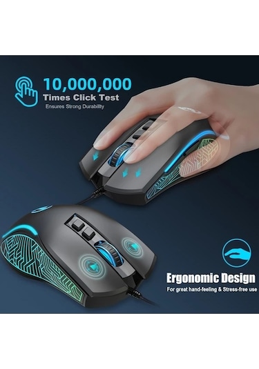 Besthome1 Hxsj Yeni Beyaz Usb Kablolu Fare Renkli Arka Işık 3600dpi 7 Dugmeli Fotoelektrik Oyun Ofis Diğer