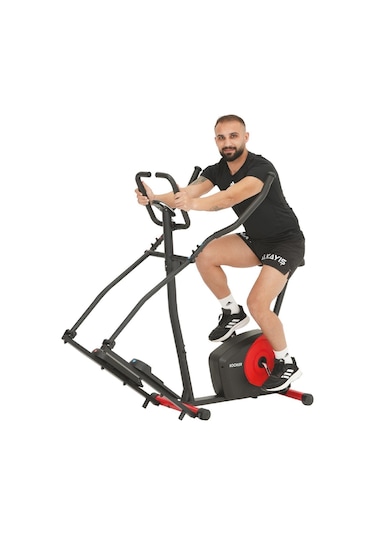 Kochler 2'si 1 Arada Nabız Ölçer Kondisyon Bisikleti - Egzersiz Aleti - Eliptik Bisiklet - Kondisyon Aleti Siyah