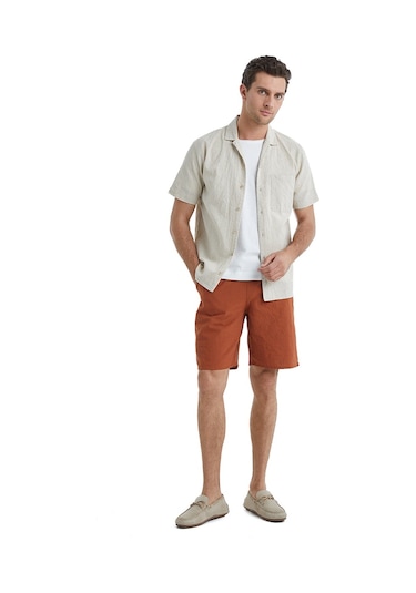 Blackspade Erkek Keten Gömlek 40456 - Krem