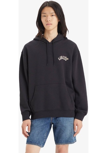 Erkek Kapüşonlu Relaxed Sweatshirt - A2639-0034 Siyah