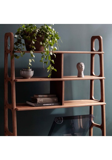 Woodesk Sage, Ahşap Kitaplık Ve Raf Ünitesi, 190x100, Tik Renk,