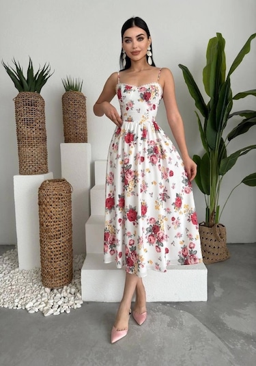 Venota Midi Elbise Beyaz