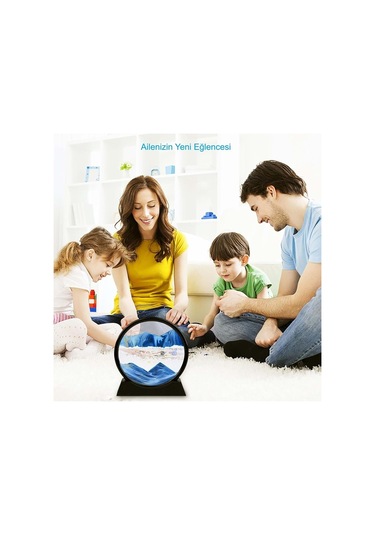 Plentiful Hareketli 3d Kum Saati 30cm Büyük Boy Mavi Yuvarlak 12inch Cam Dekoratif Sanatsal Rahatlatıcı