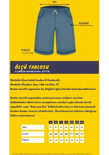 Comeor Regular Fit Yanları Cepli Rahat Kesim 3'lü Erkek Şort 001