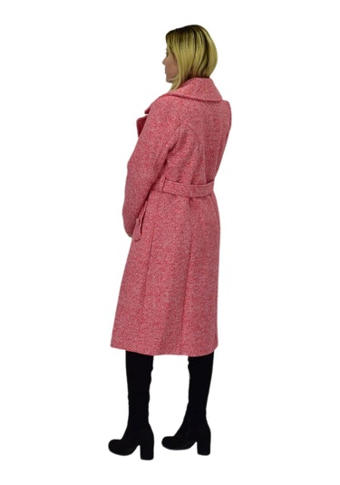 Kadın Pıtırcık Uzun Kaşe Kaban Bgl-st04121 Nar Çiçeği